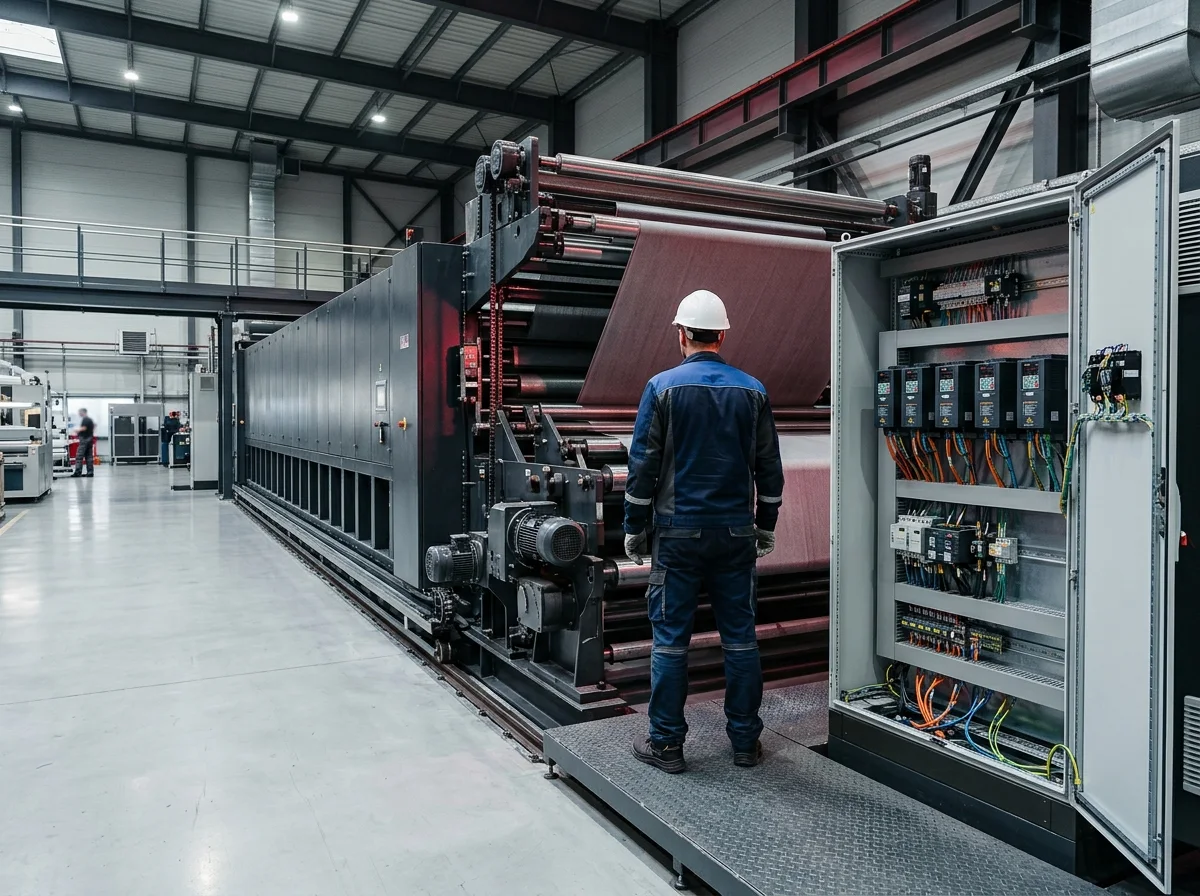 Fabrika ortamında endüstriyel tekstil ram makinesi otomasyon revizyonu